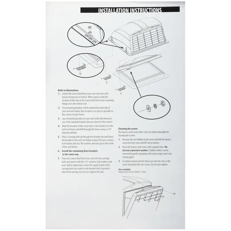 Camco Roof Vent Cover-Black 5p